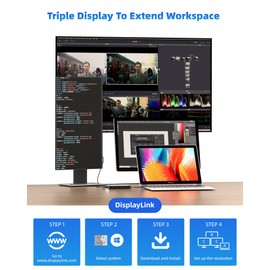 DisplayLink USB Docking Station Dual Monitor, 12-in-1 USB 3.0 to USB C Docking Station Laptop Docking Station 3 Monitors with Dual HDMI,VGA,USB3.0,Ethernet,PD for MacBook M1/M2/Pro/Air Dell HP Lenovo