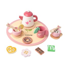 Milageto Toddlers Afternoon Tea Time Tea Set, Play Kitchen Accessories, Little Girls Tea Set Toy for Ages 3 4 5 Years Old Kids, Heart