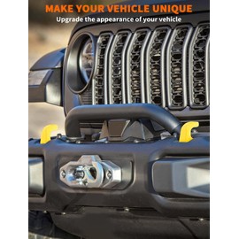 Savadicar 2-Piece Texture Yellow Front Bumper Tow Hook Cover for Jeep Wrangler JK JL 4xe & Gladiator JT 2007-Present – Exterior Styling Upgrade Accessories