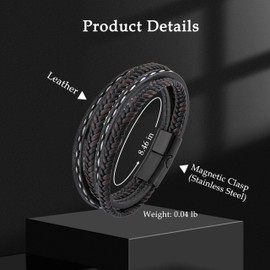 OSKINIA Mens Leather Bracelet Stainless Steel Brown Bracelets Birthday Anniversary Father Day Gifts for Men Him Dad