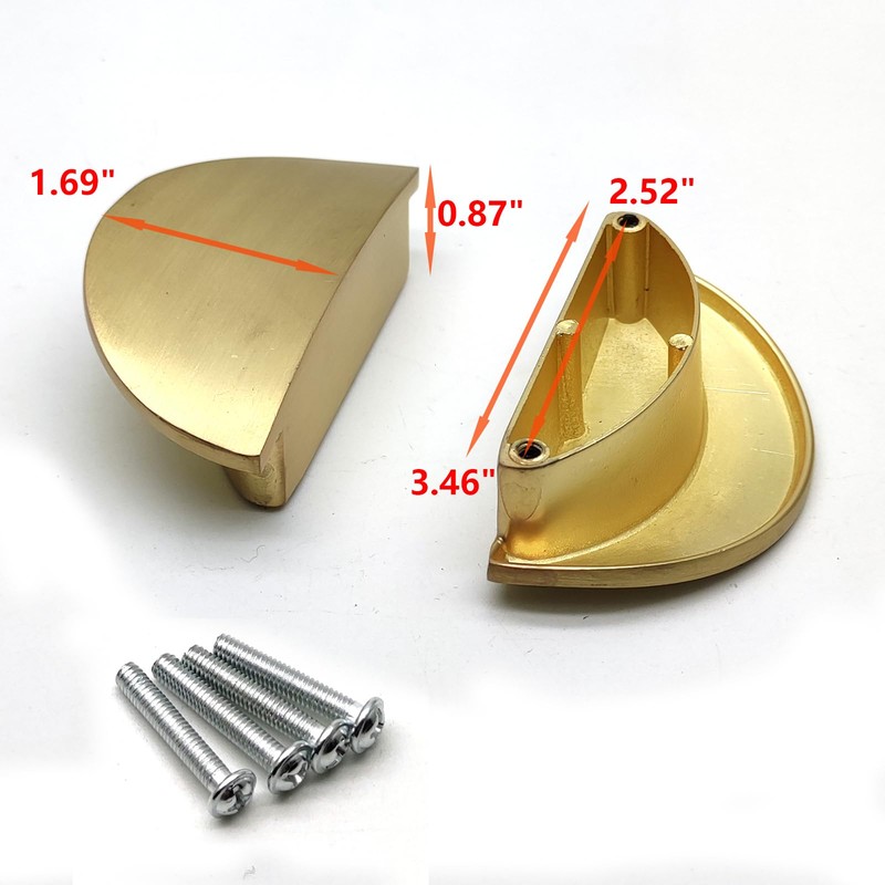 Autuwintor Gold Half Moon Drawer Pulls, Semi Circle Pulls 2.52-Inch