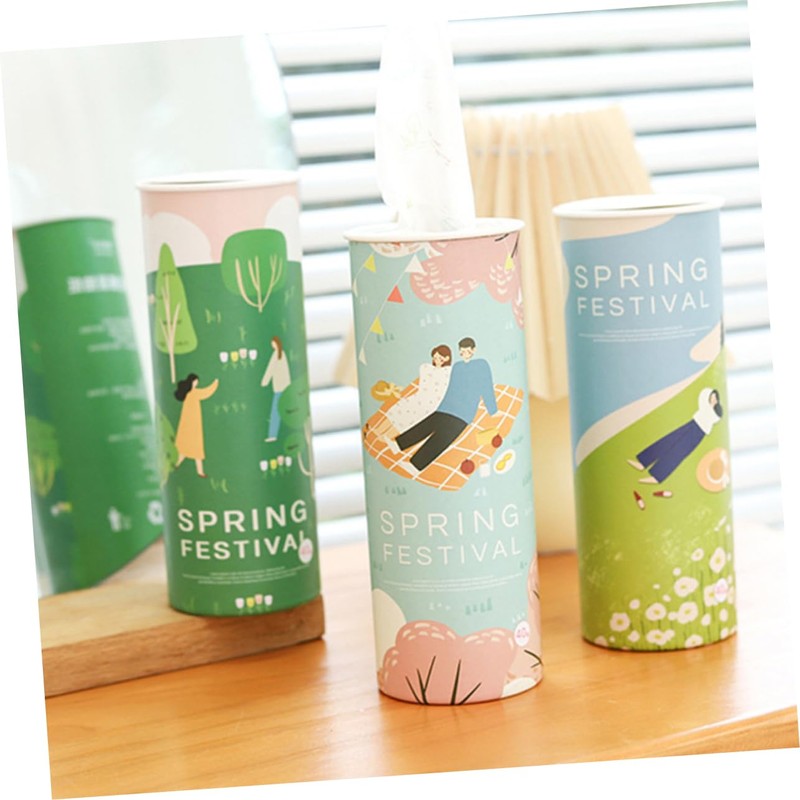 CHILDWEET 6 Tubes Car Tissue Cylinder Cartoon Pattern Tissue Boxes