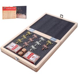 Nice C Horse Race Board Game, Horse Racing Game, Board Game Set Foldable and Portable with 2 Sets of Cards, 2 Dice, and 12 Metal Horses
