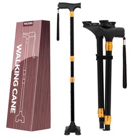 LIXIANG Walking Cane for Women for Stability Seniors Balance Folding Foldable Canes for Men Heavy Duty Adjustable Travel Collapsible Fashionable Fancy Decorative Unique Cool Cane Black