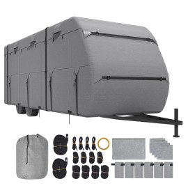 24-27 ft Travel Trailer RV Cover 4 Layer Non-Woven Fabric Waterproof Windproof Rip-Stop Class Cover for Camper AccessoriesDefault: Default