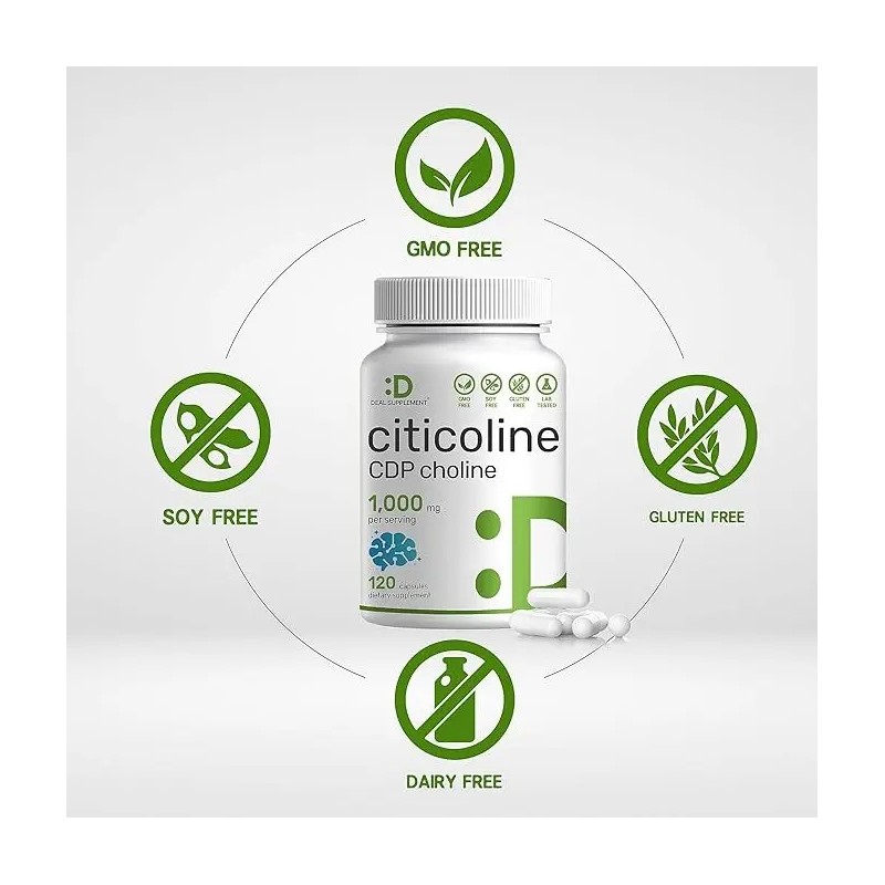 Citicolina Cdp Colina 1,000mg 120 Cápsulas Nootropico Eg C71 Sabor