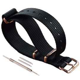 MZBUTIQ 10mm Black Nylon Watch Strap One Piece Style Fabric Watch Bands Extra Long for Women