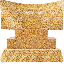 Outus Hay Bale Party Accessory 6 Pack Western Cowboy Hay Bale Box 3 Pack Straw Tablecloths Hay Bales Party Decoration Farm Hay Photo Props Rustic Farmhouse Cowboy Party Supplies