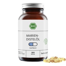 bioKontor Organic Milk Thistle Oil Capsules Vegan 180 Pieces - Milk Thistle 3500 mg Daily Dose - With Vitamin E & Linoleic Acid - Milk Thistle Oil Native Cold Pressed - Milk Thistle Oil Organic Capsules