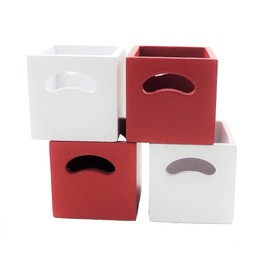 Melody Jane Dolls Houses 4 Modern Red & White Cube Storage Boxes Miniature 1:12