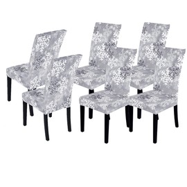 LIPOR Set of 6 Christmas Dining Chair Slipcovers Stretch Parsons Chair Covers Snowflake Printed Home Decor Washable Dining Chair Protector for Christmas Holiday Kitchen Restaurants Ceremony
