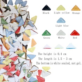 Grass Green Triangle Mosaic Tiles, Assorted Colors Mosaic Glass Pieces Crystal Mosaic Triangular Tiles for Mosaic Beginners Home Mosaic Crafts Making, Pack of 100, 0.6 X 1 Inch