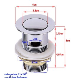 Drain Valve - Pop-Up Valve for Washbasin Drains (Push)