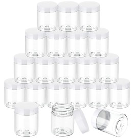 36 Packs Plastic Jars Round Clear Leak Proof Cosmetic Container Jars with Inner Liners and Black Lids for Lotions Ointments Travel Make Up Storage (1.5 oz, White)
