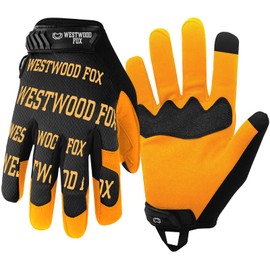WESTWOOD FOX Work Gloves Utility Safety Gloves Non Slip Mechanic Gloves Firm Grip Touchscreen Mens Women Lightweight Working Gloves Wielding Builders (Yellow, M)