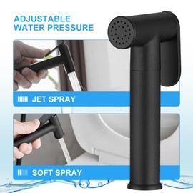 BWE Handheld Toilet Bidet Sprayer for Toilet with Adjustable Water Pressure Hot and Cold Bidet Spray Set Toilets Bidets Wall Mount Cleaning Faucet Jet for Feminine Wash, Matte Black