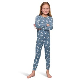 Eberjey Kid Unisex Gisele Printed - The Night Time Set (Toddler/Little Kid/Big Kid), Dalmatian Faded Denim/Ivory, 6
