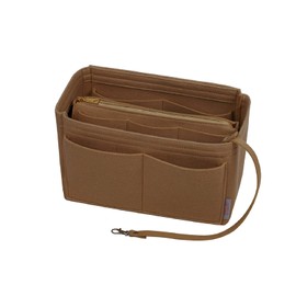 ZTUJO Purse Organizer Insert, Felt Bag Organizer with Metal Zipper, Handbag & Tote Shaper, For Speedy Neverfull Tote, 7 Sizes(Large, Light Coffee)