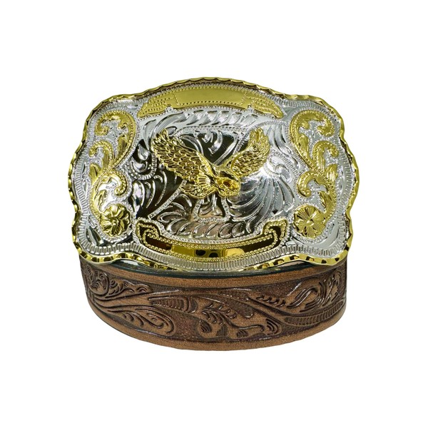 Mens Leather Western Oak Design Belt Handmade in USA with