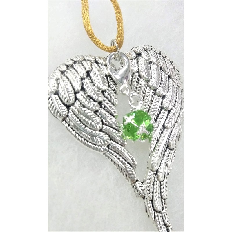 August Birthstone Angel Wings Memorial Ornament