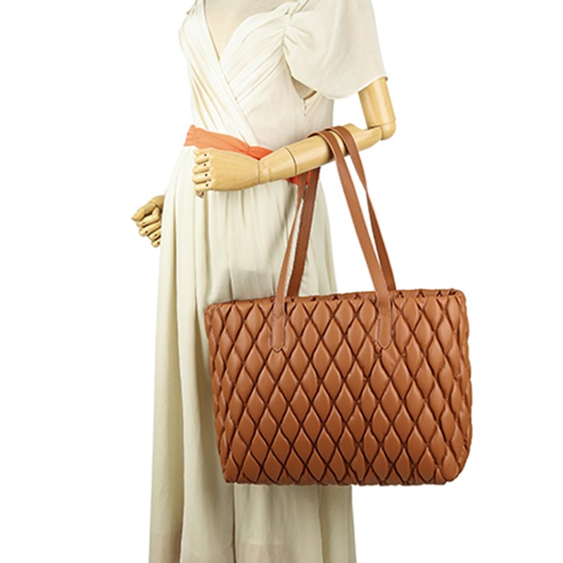 Tecpex Quilted Puffer Tote, Cotton Padded and Foldable Travel Handbag