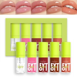 Lip Oil Hidratante Lip Gloss, Juego de 5 Colores  Transparentes con Efecto Espejo, Brillo Labial No Pegajoso, Nutritivo y de Larga Duración Ideal...  