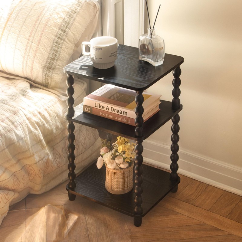 Fultyle Side Table, Small End Table with Storage Shelf, Vintage