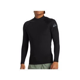 Quiksilver Mens Everyday Heat Long Sleeve Rash Vest Top - Black - Fit: Snug. Chlorine Resistant. Moisture Wicking - UPF