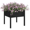 Durable Solid Pinewood Garden Planter 27.6x27.6x27.6 in Black Flower Pots