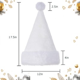 Tokforty Santa Hat, White Santa Hats for Adults, Unisex Velvet Touch Comfort Christmas Hats for New Year Festive Party Christmas Supplies
