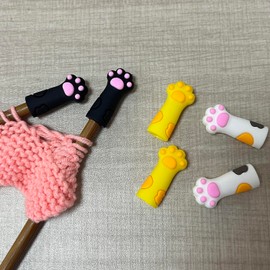 SPANSEE - 6 tapones de agujas de tejer para patas de gato, protectores de punta de aguja de tejer, tapón de puntada, observador de aguja, accesorios de tejer, suministros de tejer para agujas de tamaño 11-17 (8mm-12.75mm)