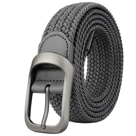 Drizzte Men's Plus Size 110-180 cm Work Elastic Stretch Belt Fabric Belt Black, gray