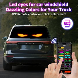 Devil Eyes Light for Cars, 23.4"x4.7" LED Eyes For Car Windshield, Programmable Ultra-Thin Flexible LED Eyes for Truck Windshield, with Bluetooth APP & Remote Control for Cars,Trucks,Suv,Stores (1pcs)