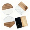 20 Pcs Natural Acacia Wooden White Marble Square Coasters Set