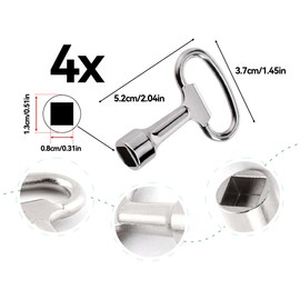 AOYEGIC Set of 4 square wrenches, socket wrench, bleed key, control cabinet key, square key valve, external water hah 4-sided key, heating bleed key, for gas water meter box