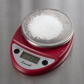 San Jamar Metal Digital Food Scale, Kitchen Scale, Gram Scale with Battery Operated for Cooking, Baking, Meal Prep, Diet Tracking, 11 Pounds, Red