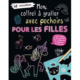 Mon coffret à gratter avec pochoirs - Filles