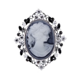 Générique Women's Cameo Floral Steel Brooch, Stainless Steel