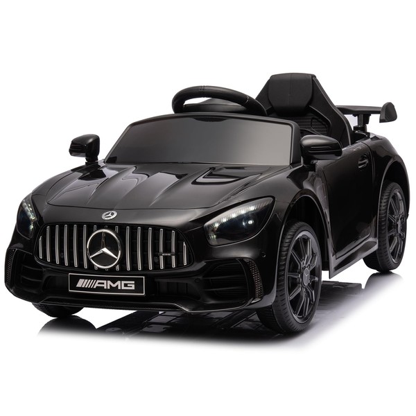 Winado 12V Ride on Car, Licensed Mercedes Benz AMG GTR Battery Powered Electric Vehicle, w/Parent Remote, Wider Seat, LED Lights, Openable Doors, MP3 Player, Smooth Start, 3 Speeds - Black