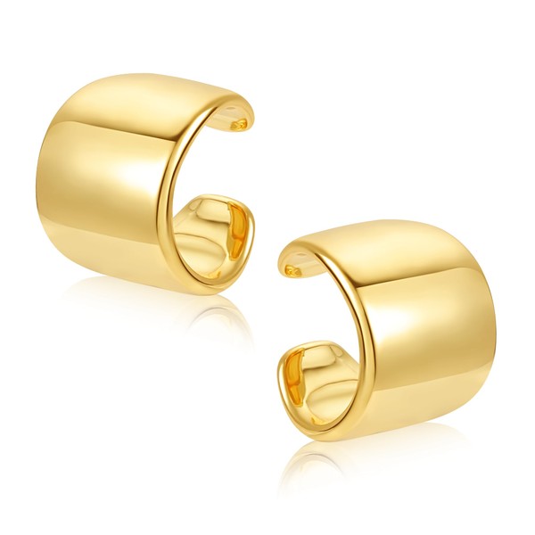 ALEXCRAFT Chunky Ear Cuff Gold Stainless Steel Non-Piercing Fake Helix