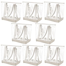 Reginary 8 Pieces Clear Tote Bags Shoulder Handbag Security Approved See Through Bag with Zipper Closure for Travel Work (PVC, Beige)