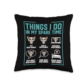 Bush Baby Bush Babies Animal Design Things I Oo in My Spare Time Bush Babies Throw Pillow, 16x16, Multicolor