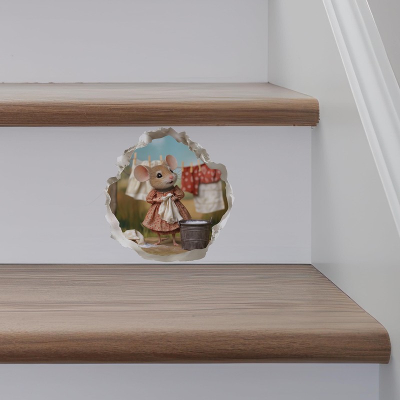 Laundry Mouse - Mouse Hole Wall Sticker