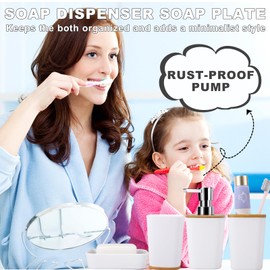 White Bathroom Sets Accessories with Waffle Shower Curtain,Bathroom Sets with Trash Can,Toothbrush Holder,Toothbrush Cup,Soap Dispense,Tray,Soap Dish,Toilet Brush,Qtip Holder