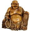 Oriental Furniture 10" Sitting Hotei Happy Buddha Statue, Bronze