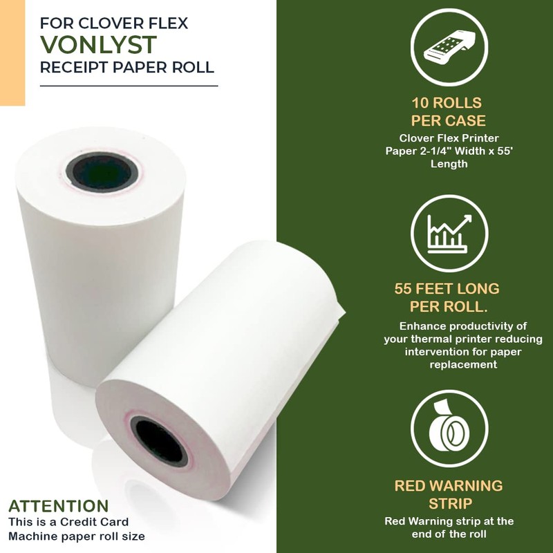 Vonlyst Thermal Paper Roll for Clover Flex Receipt Paper 2