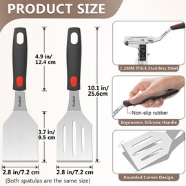 Svailse 2 Pack Mini Spatula, Stainless Steel Small Spatula for Kitchen Use, Metal Spatula for Cooking Brownie, Desserts, Cookies, Pancakes, Mini Turner with Silicone Handle for Serving and Turning