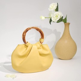 Xuzxinze 4Pcs Wooden Round Bamboo Bag Handle Replacements Handmade Bag Purse Making Handles for Handbag Crafting