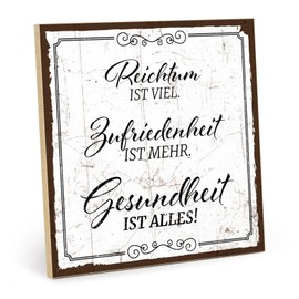 TypeStoff HS-00077 Wooden Sign with Saying – Health is Everything – Shabby Chic Retro Vintage Nostalgia Decorative Typography Graphic Picture Colourful in Used Look Made of MDF Wood