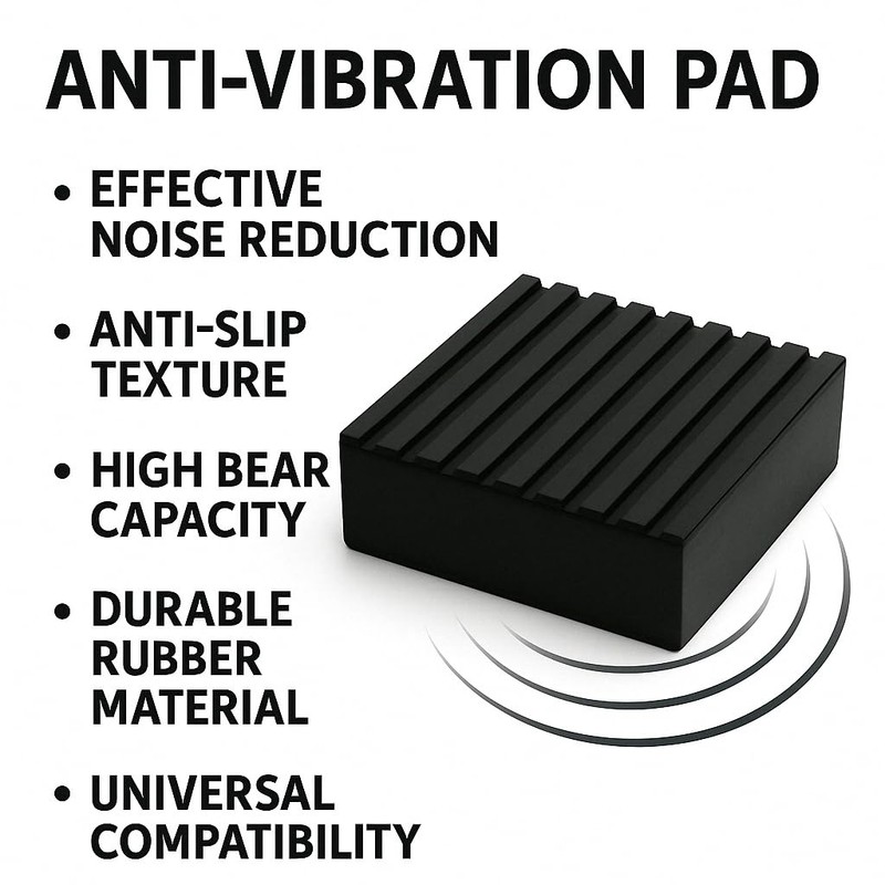 4 Pack Heavy-Duty Anti-Vibration Pads – Solid Rubber 4"x4"x1" |